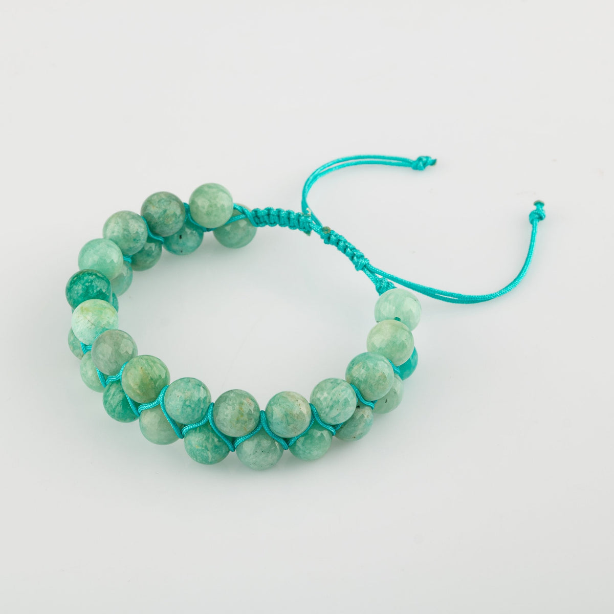 Amazonit 8mm Çift Sıra Makrome Doğal Taş Bileklik