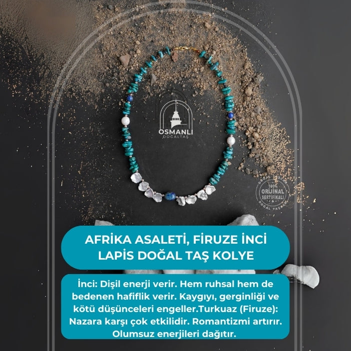 Afrika Asaleti, Firuze İnci Lapis Doğal Taş Kolye