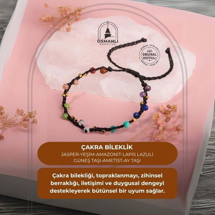 Çakra-Jasper-Yeşim-Amazonit-Lapis-Güneş Taşı-Ametist-Ay Taşı Doğal Taş Bileklik