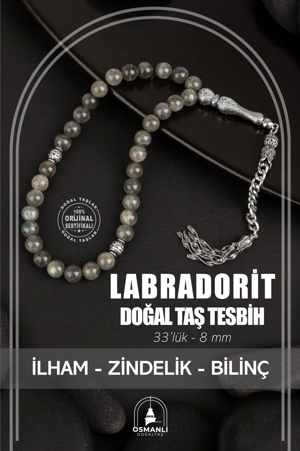 Labradorit Doğal Taş Tesbih 33lük - 8mm – Osmanlı Doğal Taş