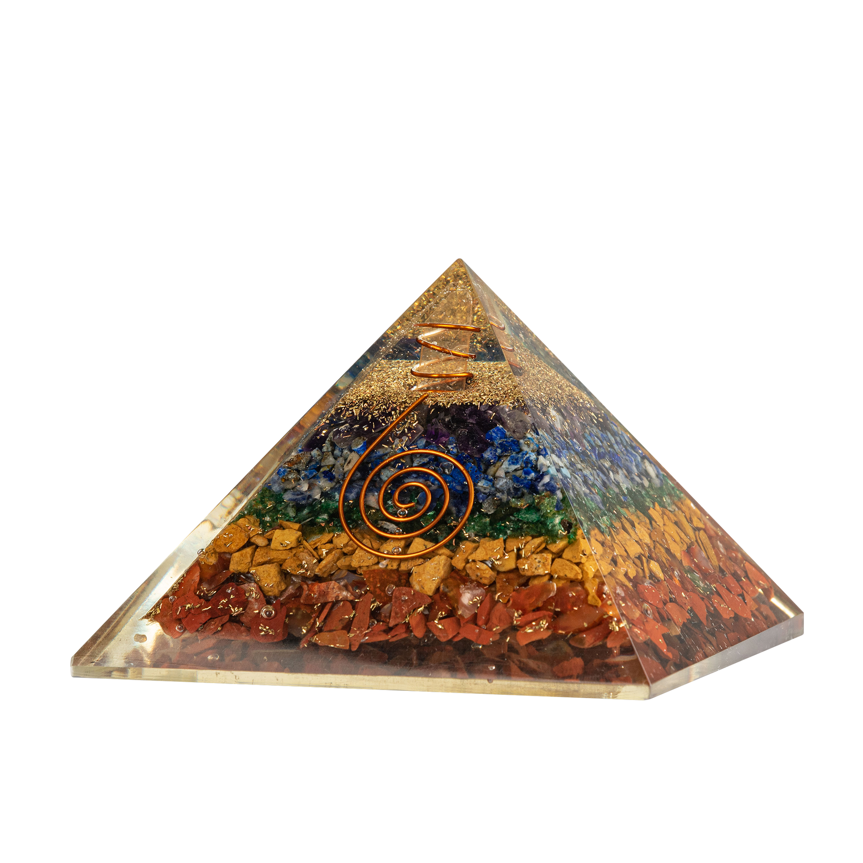Çakra Doğal Taş Organit Piramit - 9cm
