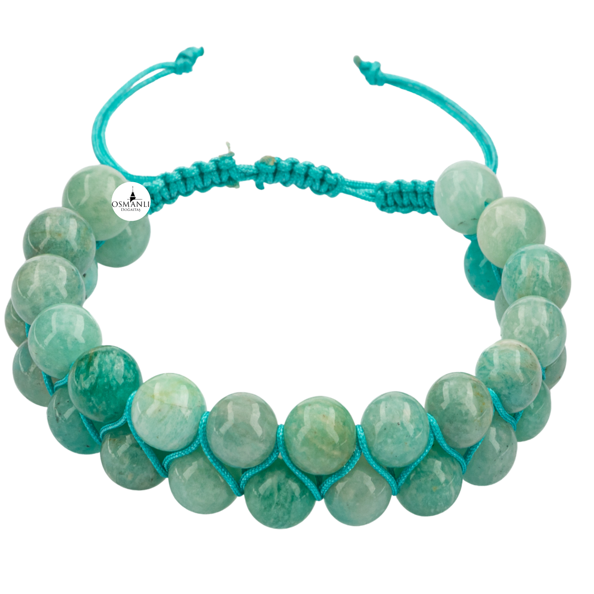 Amazonit 8mm Çift Sıra Makrome Doğal Taş Bileklik