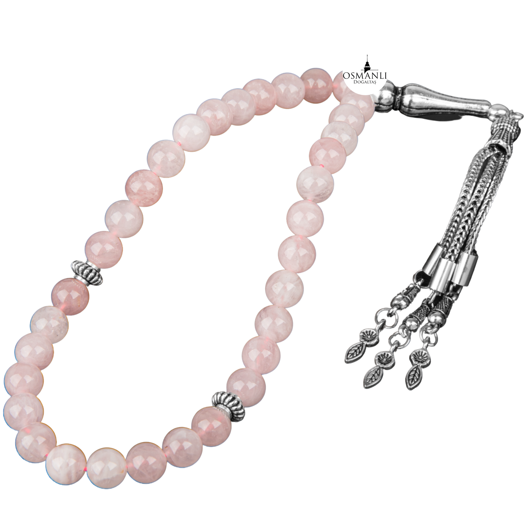 Pembe Kuvars (Gül Kuvars) Doğal Taş Tesbih 33lük - 8mm