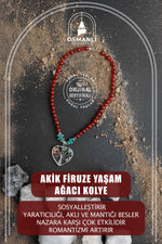 Akik Firuze Yaşam Ağacı Doğal Taş Kolye
