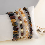 Kaplan Gözü-Kalsit-Sitrin-Hematit Doğal Taş Kadın Bileklik Seti