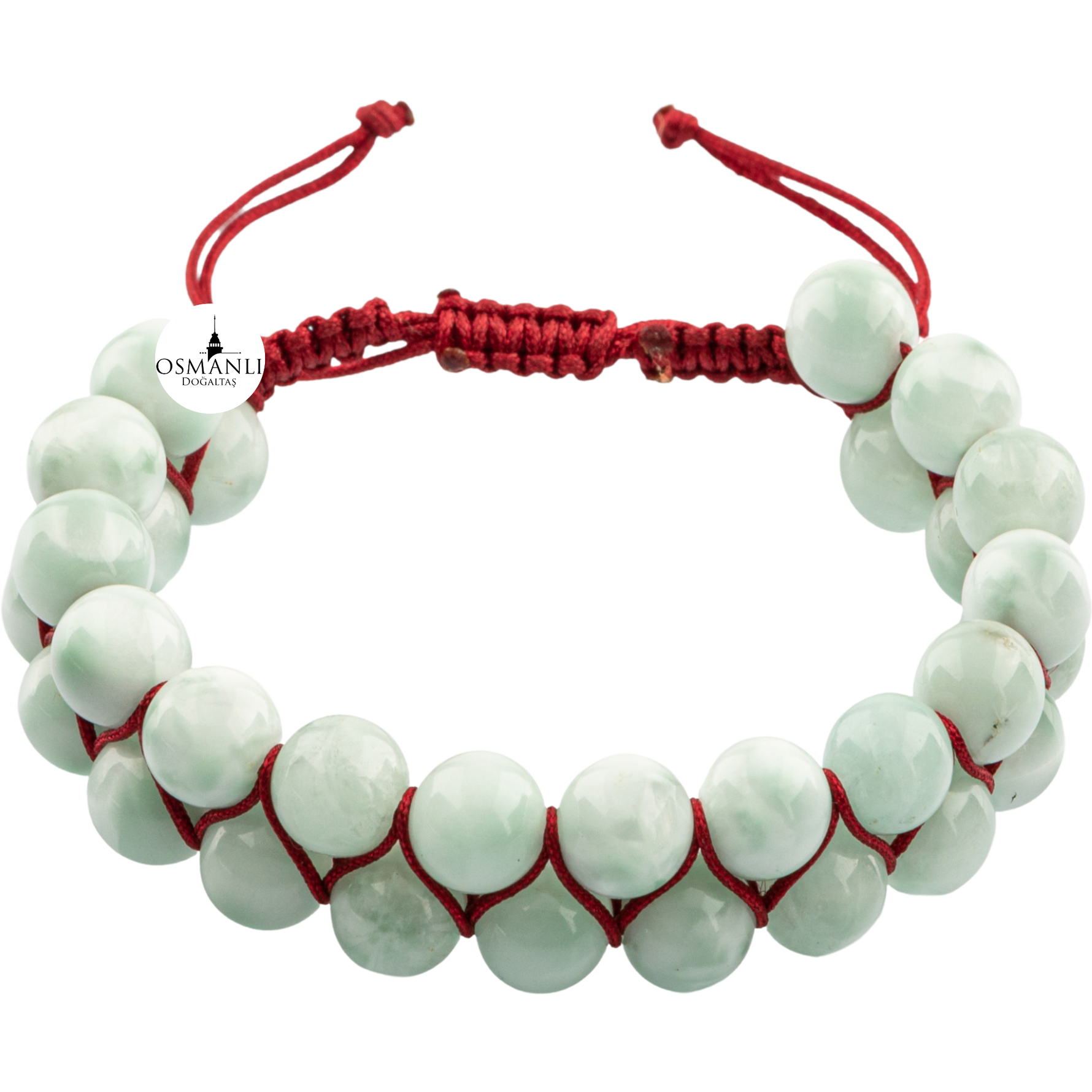 Yeşil Larimar 8mm Çift Sıra Makrome Doğal Taş Bileklik