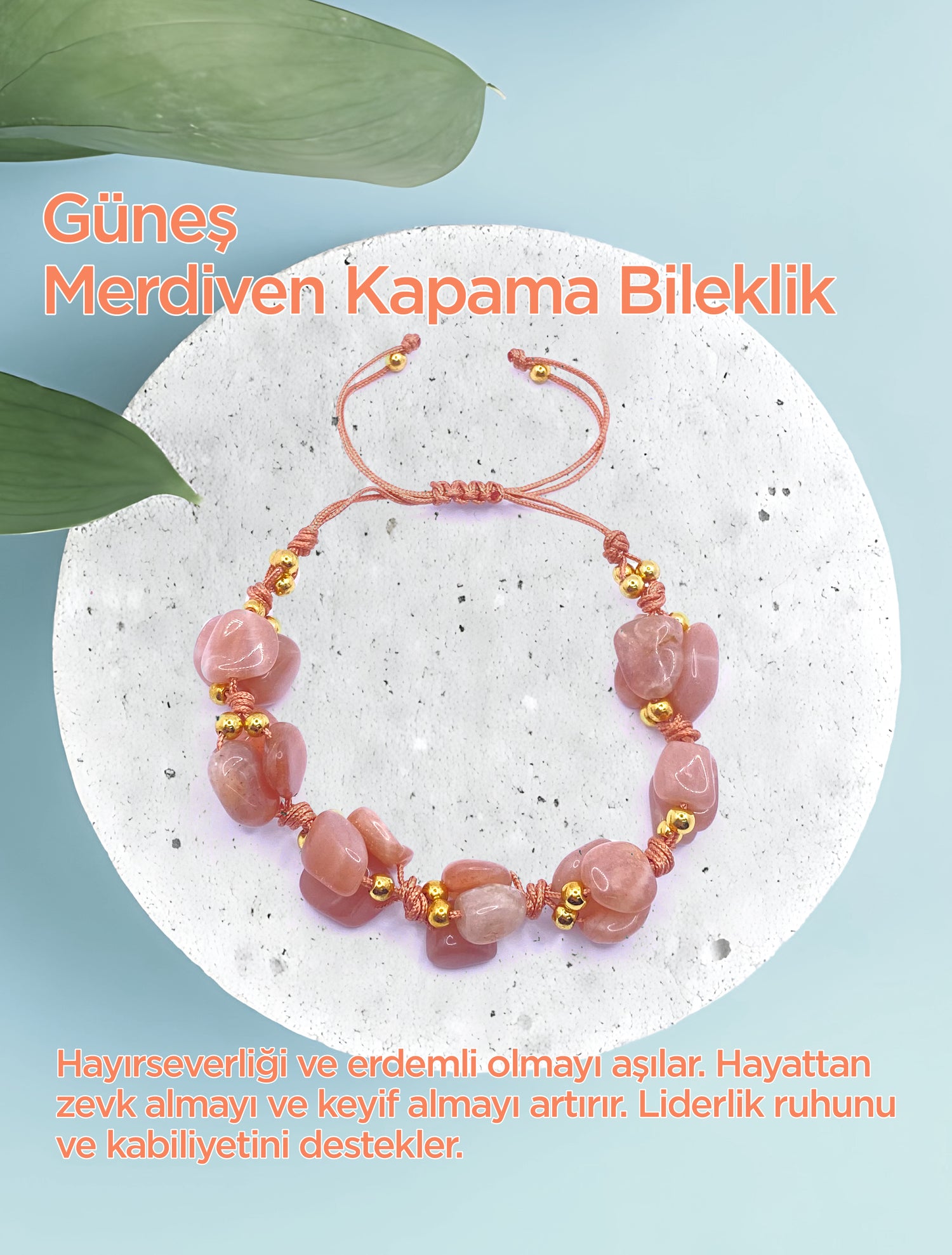 Güneş Taşı Doğal Taş Merdiven Kapama Naturel Kesim Bileklik