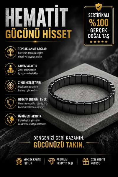 Hematit Erkek Bileklik Yeni Seri No:1
