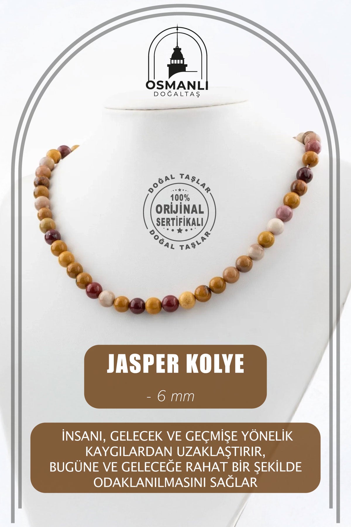 Jasper 6 mm Dizi Doğal Taş Kolye