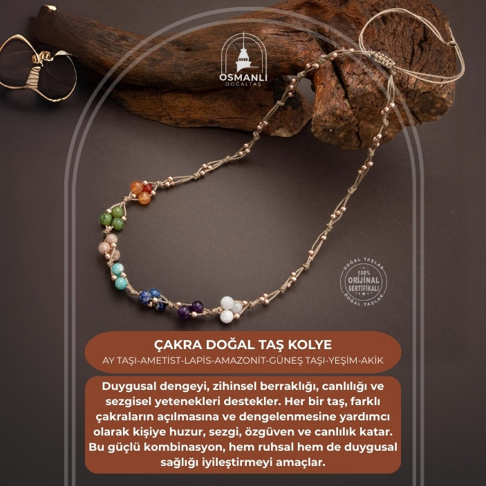 Çakra Doğal Taş Kolye ve Bileklik-Ay Taşı-Ametist-Lapis-Amazonit-Güneş Taşı-Yeşim-Akik