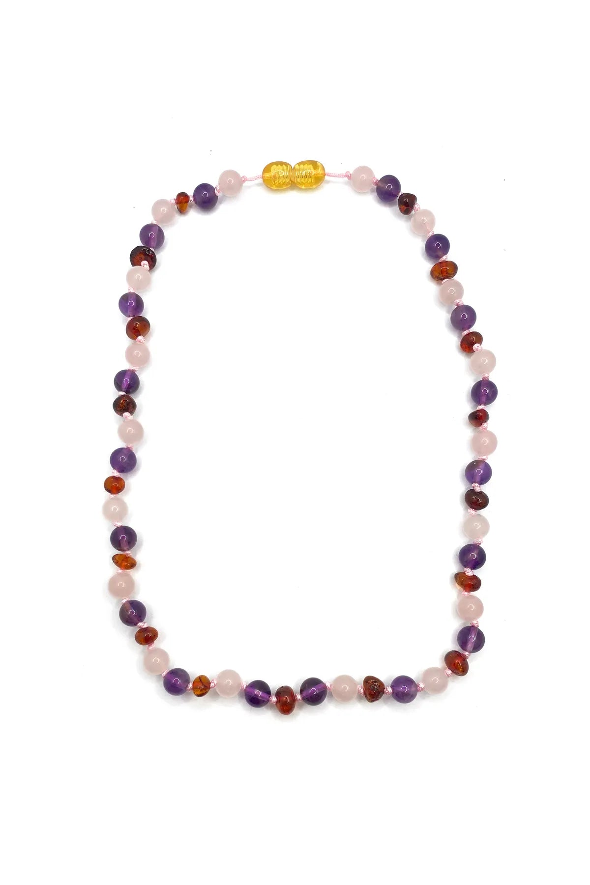 Sertifikalı Bebek Kehribar Kolye-ametist-kehribar-pembe Kuvars (33-35 CM)