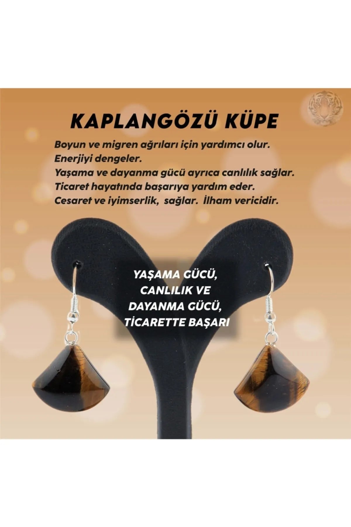 Sertifikalı Kaplangözü Damla Küpe - 2cm Pirinç Aksamlı Klips Kahverengi Damla