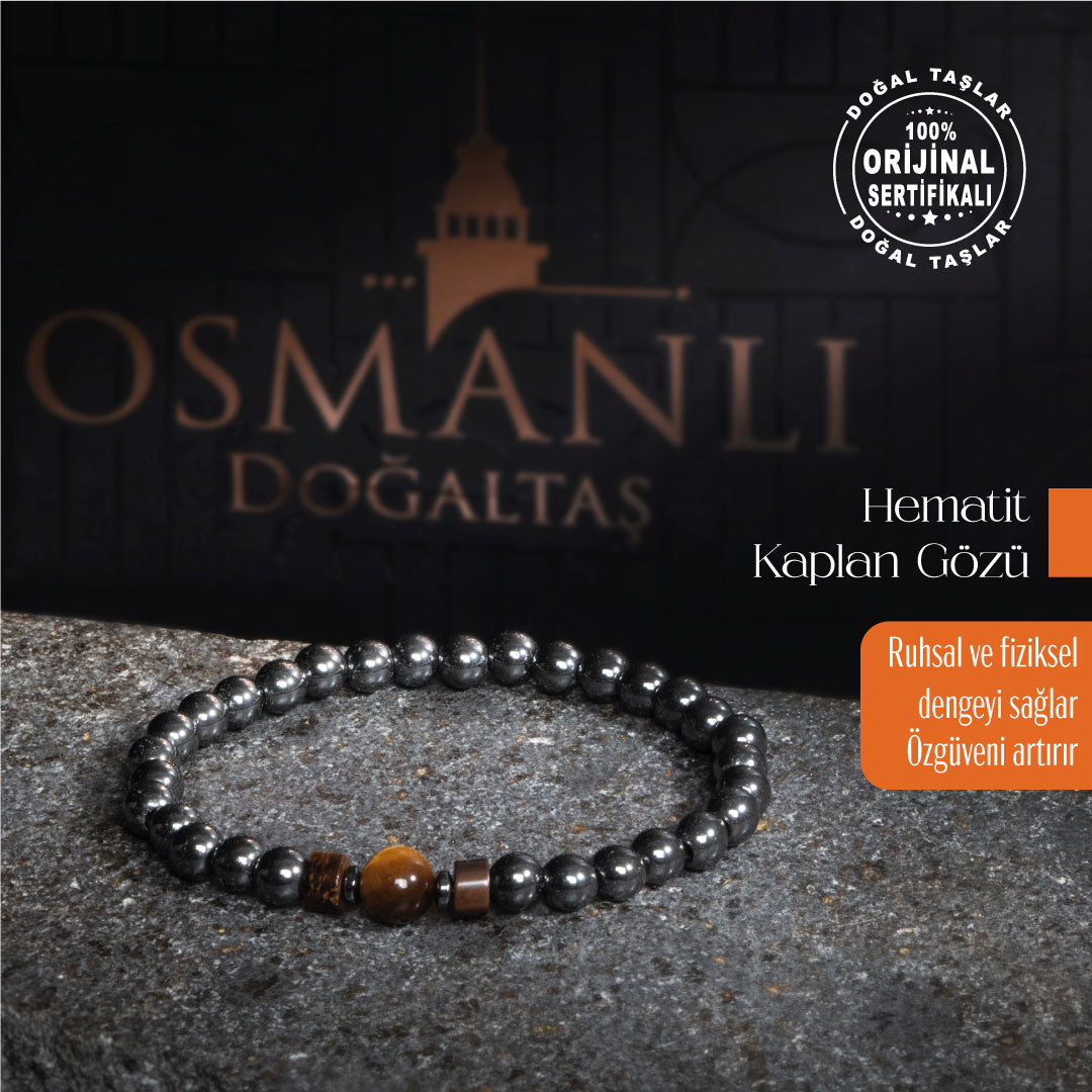 Sertifikalı Orijinal Hematit Kaplan Gözü Doğal Taş Bileklik