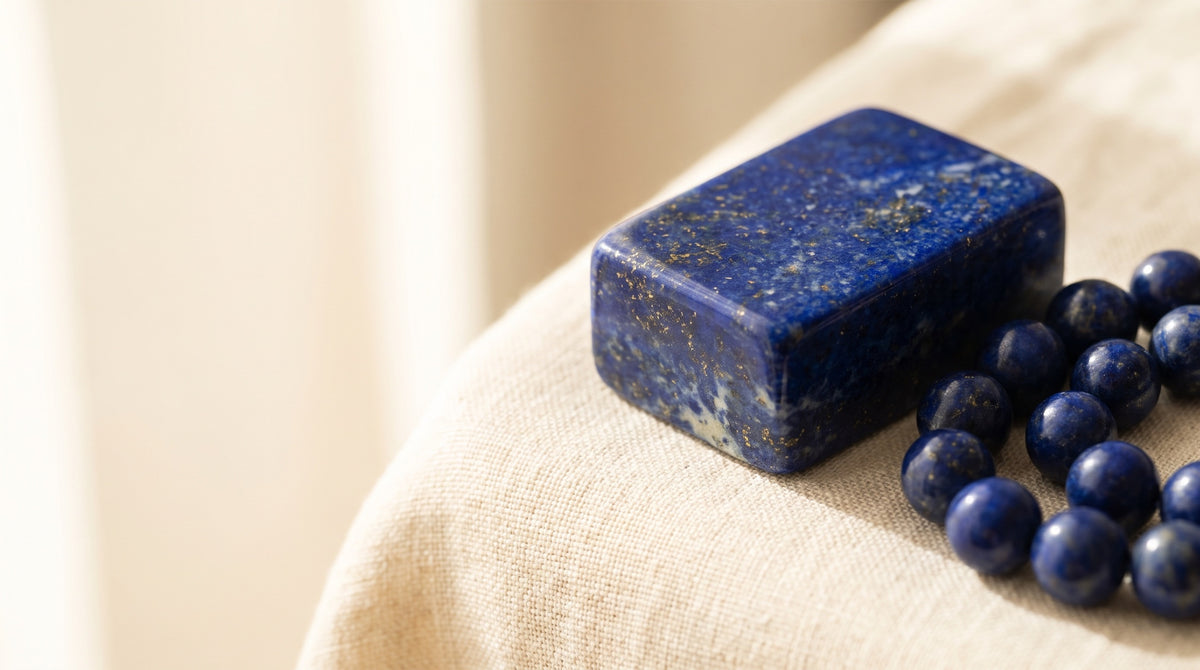 Altın pirit benekli koyu lacivert lapis lazuli taşı cilalı parça