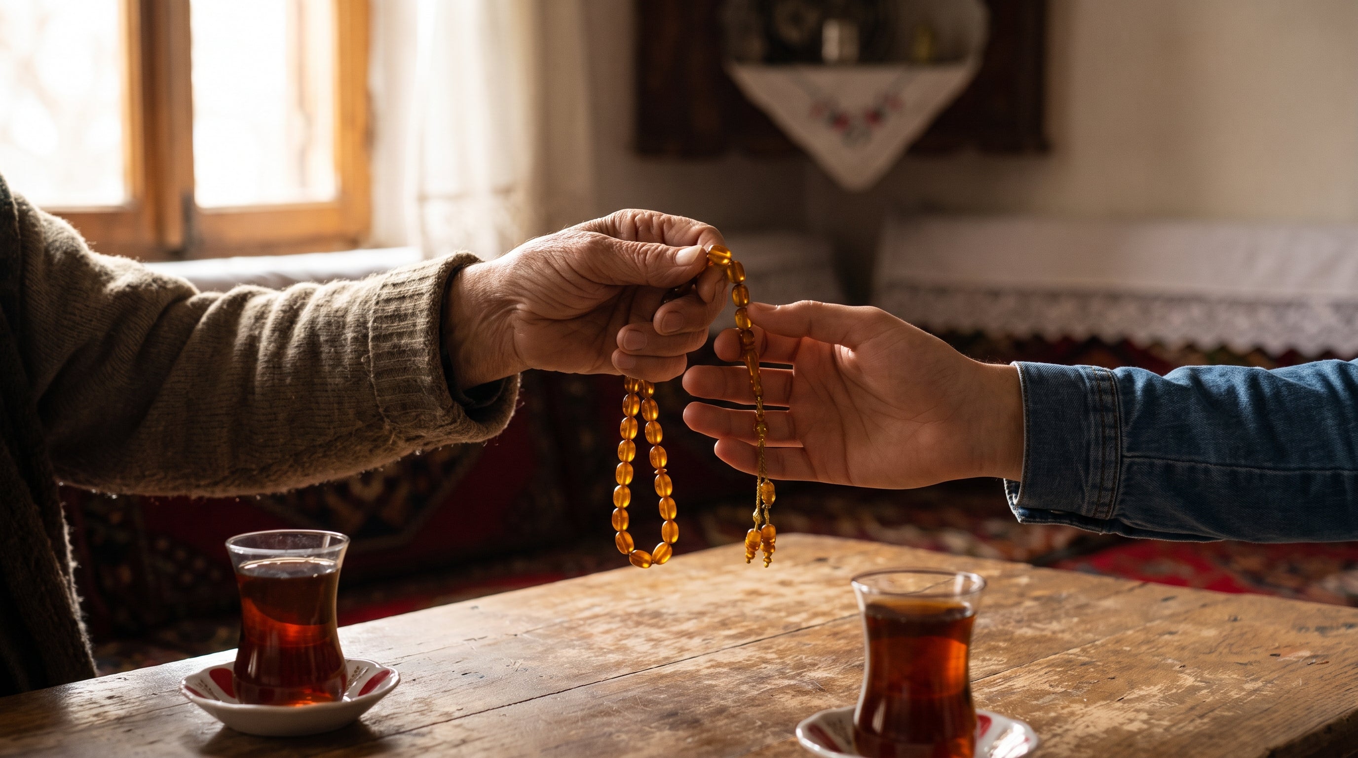 Kuşaktan kuşağa: iki el arasında kehribar tesbih