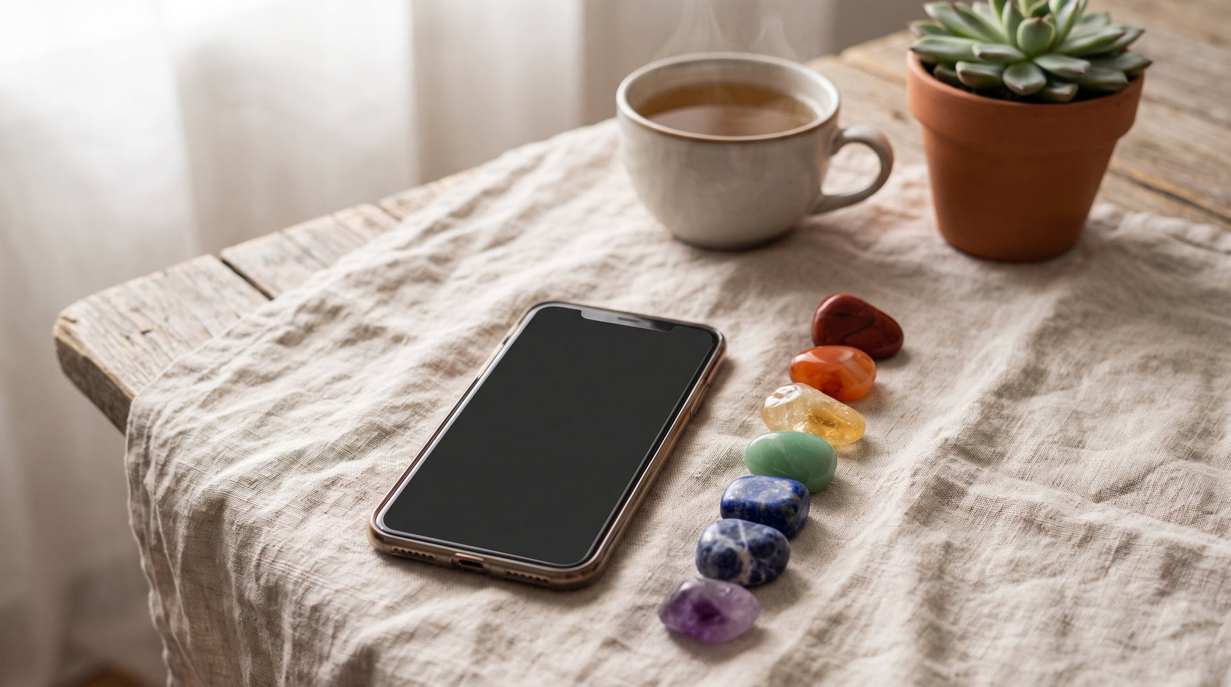 Yedi çakra taşı ve telefon — çakra analizi
