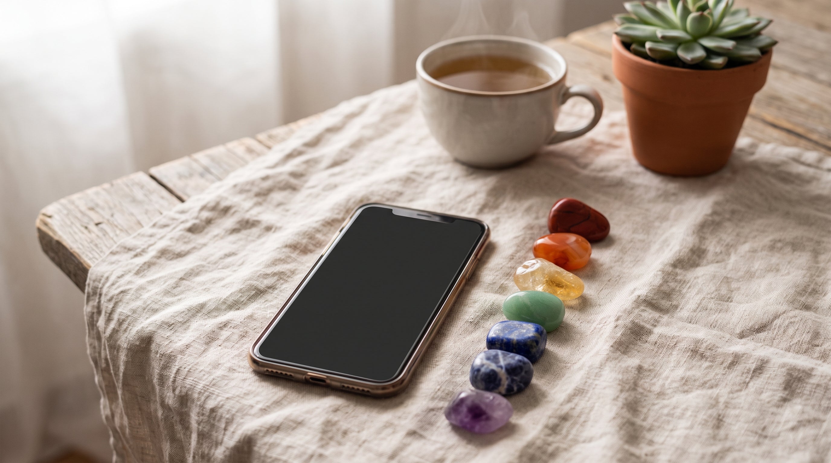 Yedi çakra taşı ve telefon — çakra analizi