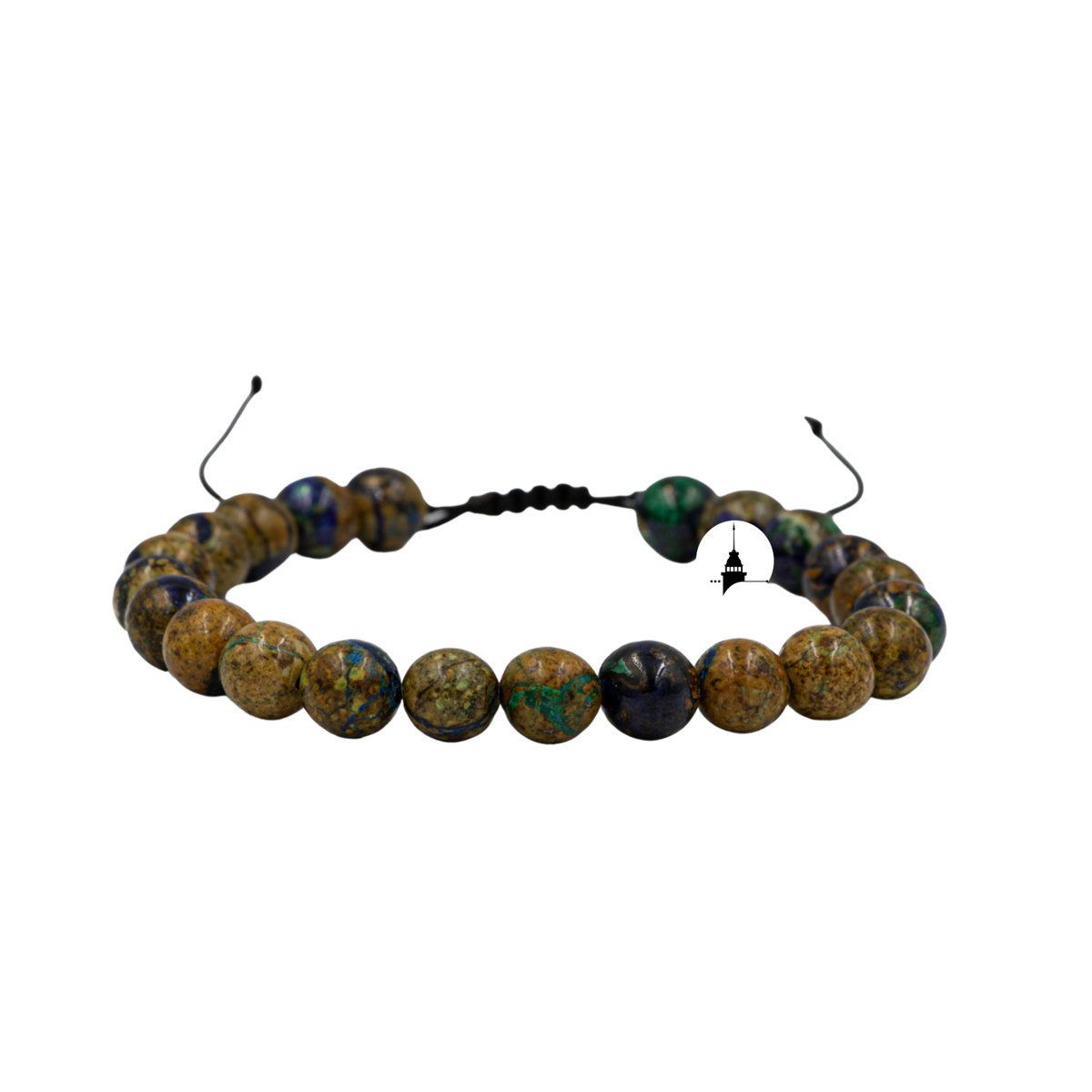Azurit Malakit 8mm Merdiven Kapama Doğal Taş Bileklik