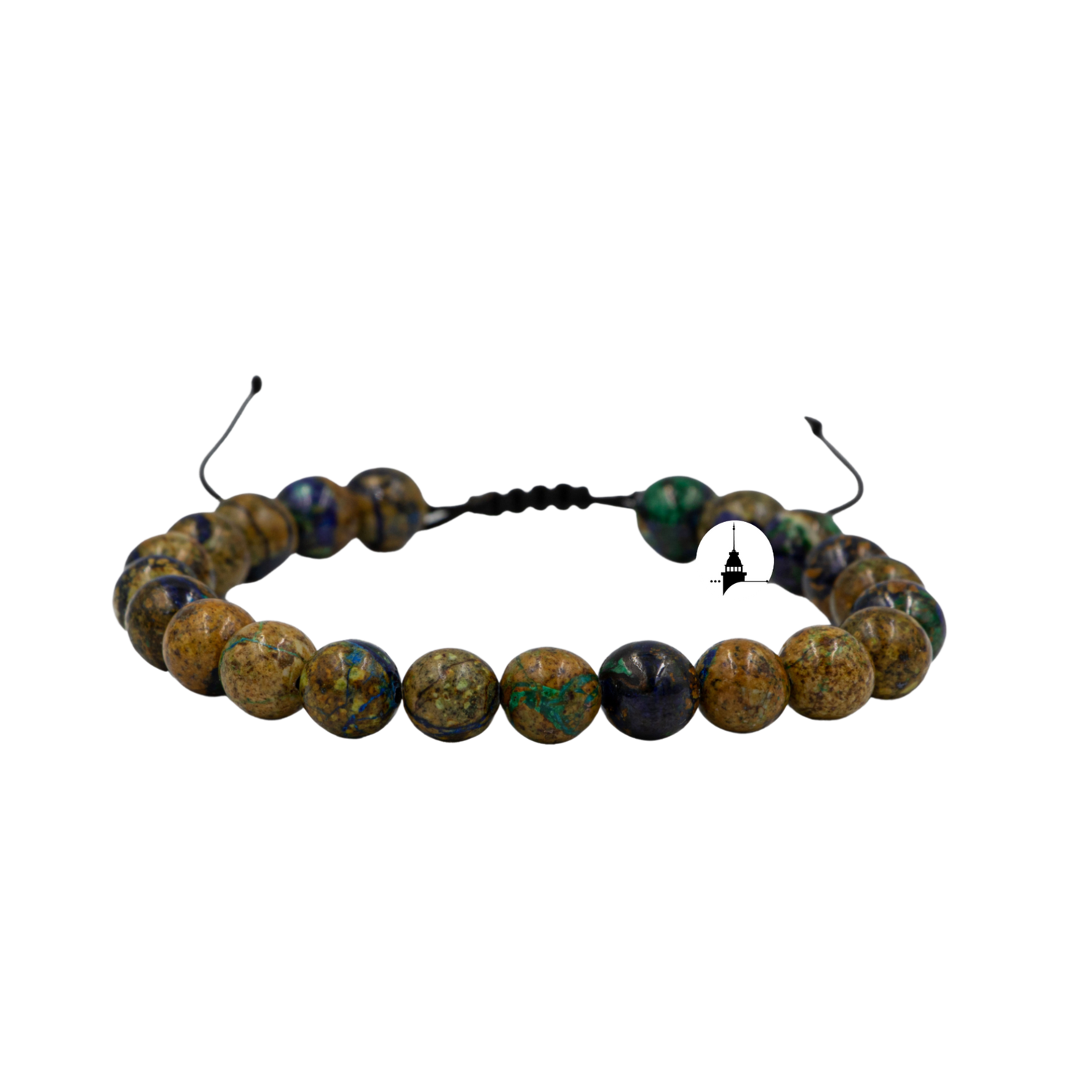 Azurit Malakit 8mm Merdiven Kapama Doğal Taş Bileklik