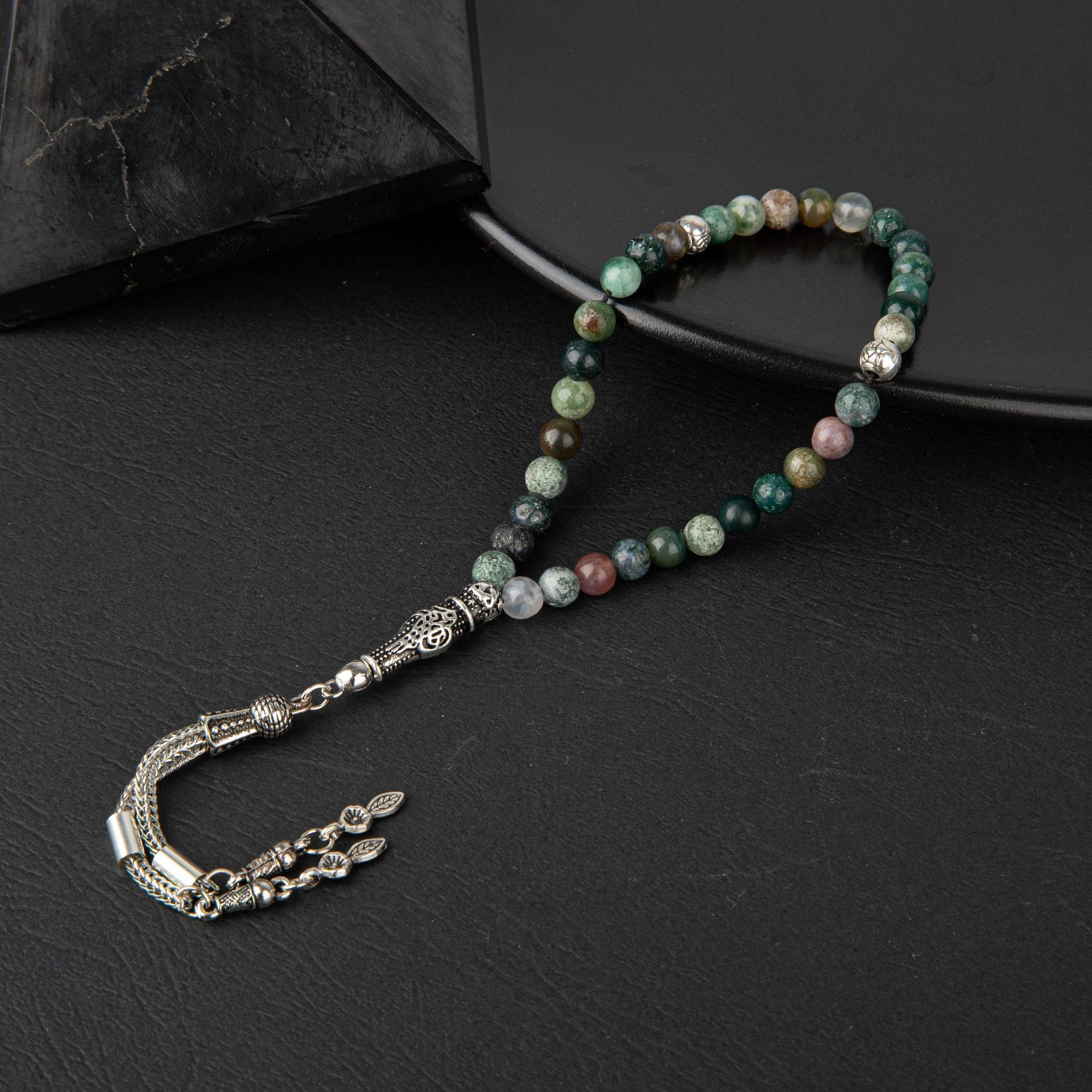 Hint Akiği Doğal Taş Tesbih 33lük - 6mm