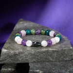 Balık Burcu Bileklik Ametist, Ay Taşı, Mavi Apatit, Pembe Kuvars, Yeşim