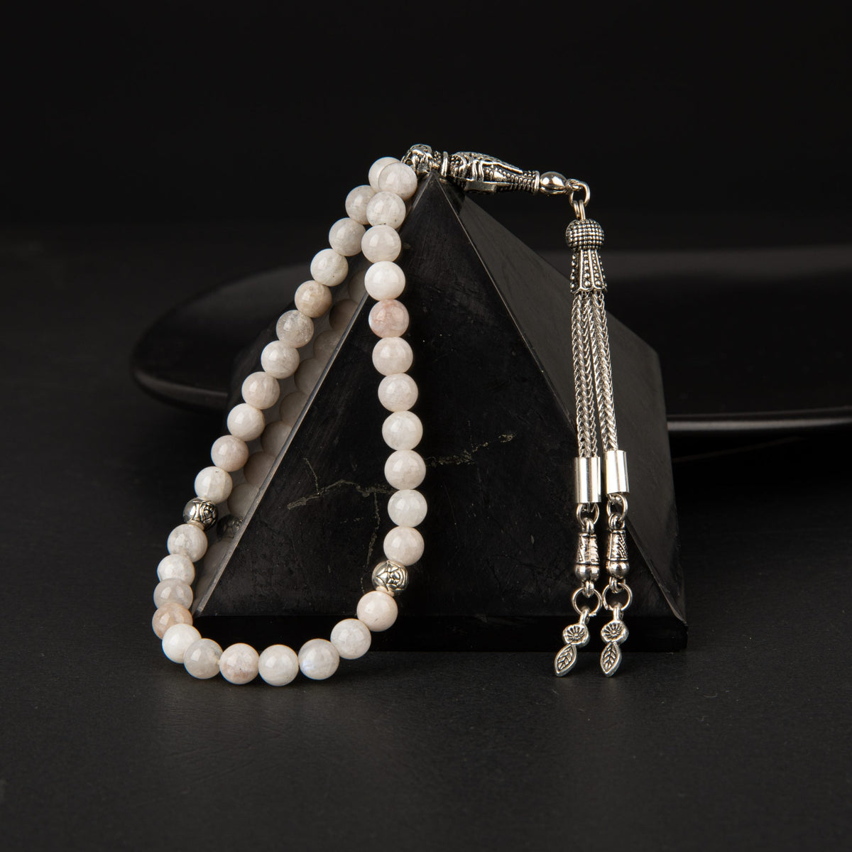 Ay Taşı Doğal Taş Tesbih 33lük - 6mm