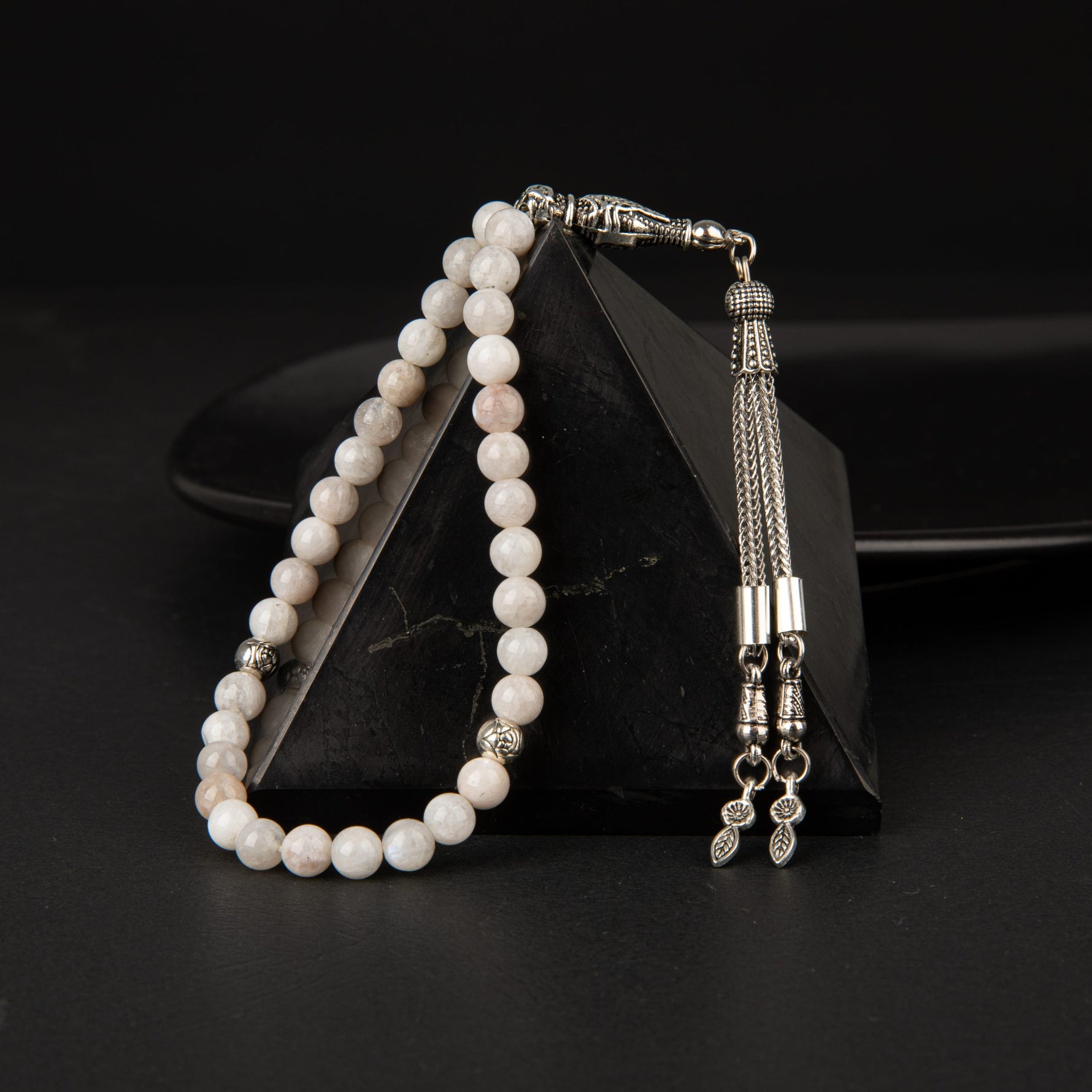 Ay Taşı Doğal Taş Tesbih 33lük - 6mm