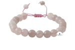 Pembe Kuvars 8mm Merdiven Kapama Doğal Taş Bileklik