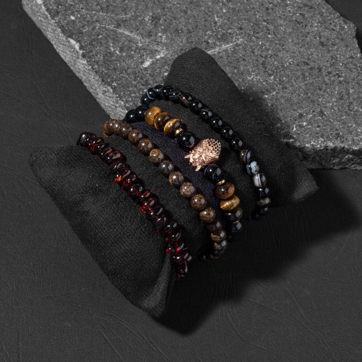 Fiziki Güç Şefkat Doğal Taş Erkek Bileklik Seti