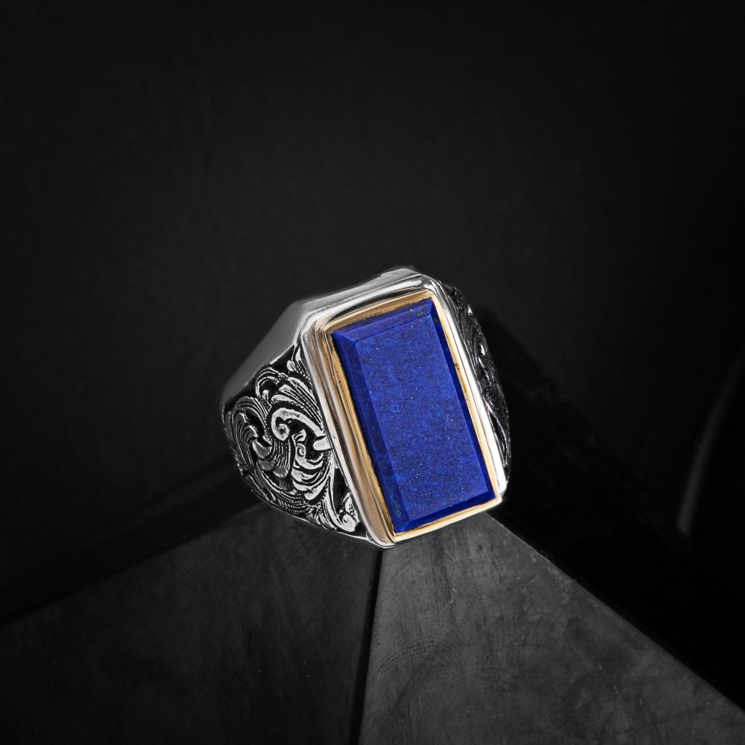 Lapis Doğal Taş Özel Koleksiyon İrityumlu (Kararmaz) Gümüş Yüzük