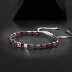 Bordo Granat Lal-Hematit Doğal Taş Erkek Makrome Bileklik