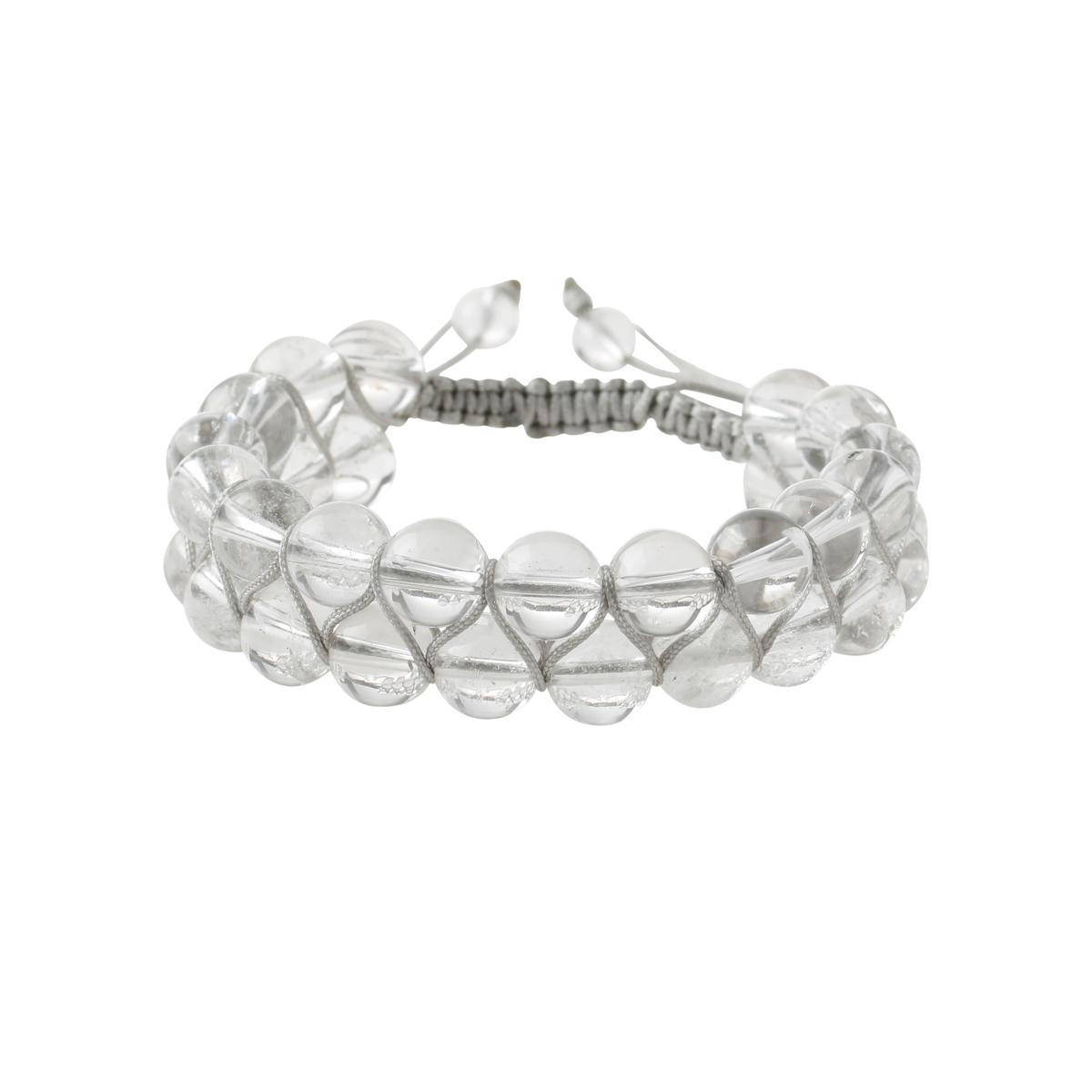 Kristal Kuvars 8mm Çift Sıra Makrome Doğal Taş Bileklik