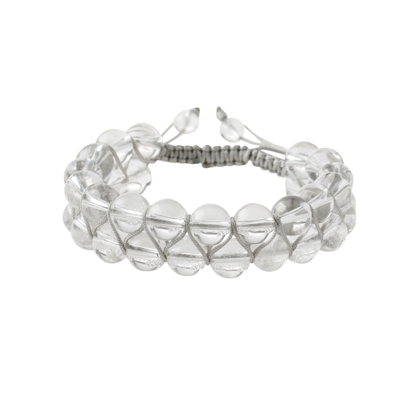 Kristal Kuvars 8mm Çift Sıra Makrome Doğal Taş Bileklik