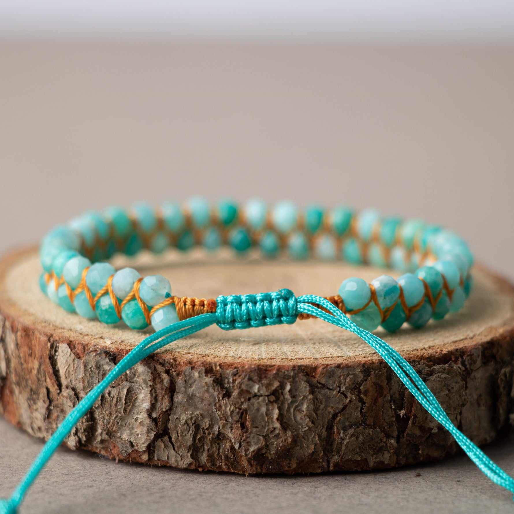 Amazonit 3-4mm Çift Sıra Doğal Taş Bileklik