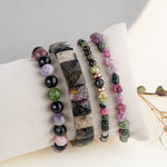 Renkli Turmalin Doğal Taş Kadın Bileklik Seti