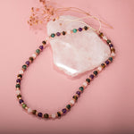 Hematit-Pembe Kuvars-Krizokol-Ametist-Kaplan Gözü Doğal Taş Kolye