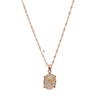 Altın Rutilli Kuvars Doğal Taş Rose Gümüş Oval Kolye