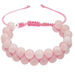 Pembe Kuvars (Gül Kuvars) 8mm Çift Sıra Makrome Doğal Taş Bileklik