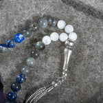 Yay Burcu Tesbih Ametist, Kalsit, Labradorit, Lapis Lazuli, Sedef