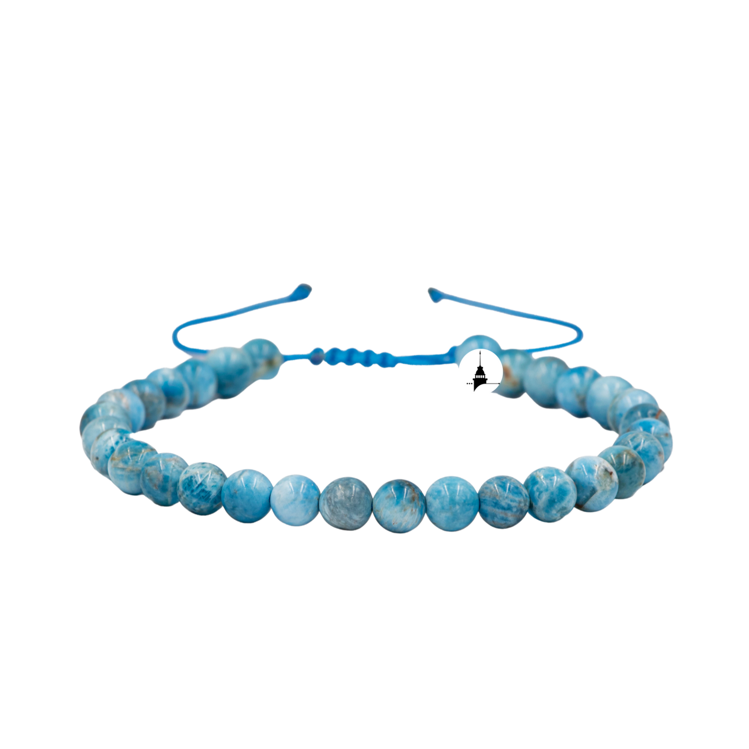 Buz Mavizi Apatit 6mm Merdiven Kapama Doğal Taş Bileklik