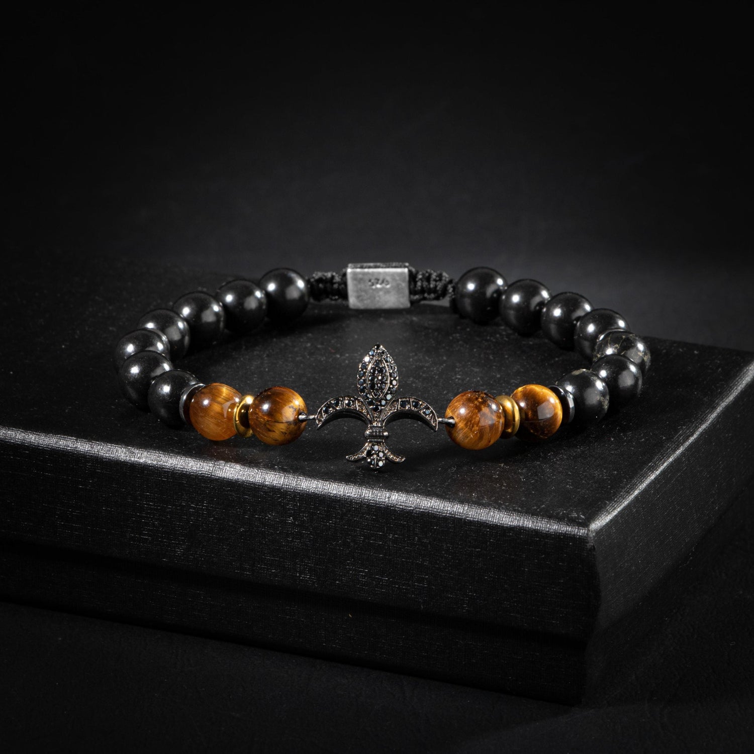 Kaplan Gözü-Turmalin Doğal Taş Zirkon Gümüş Erkek Bileklik