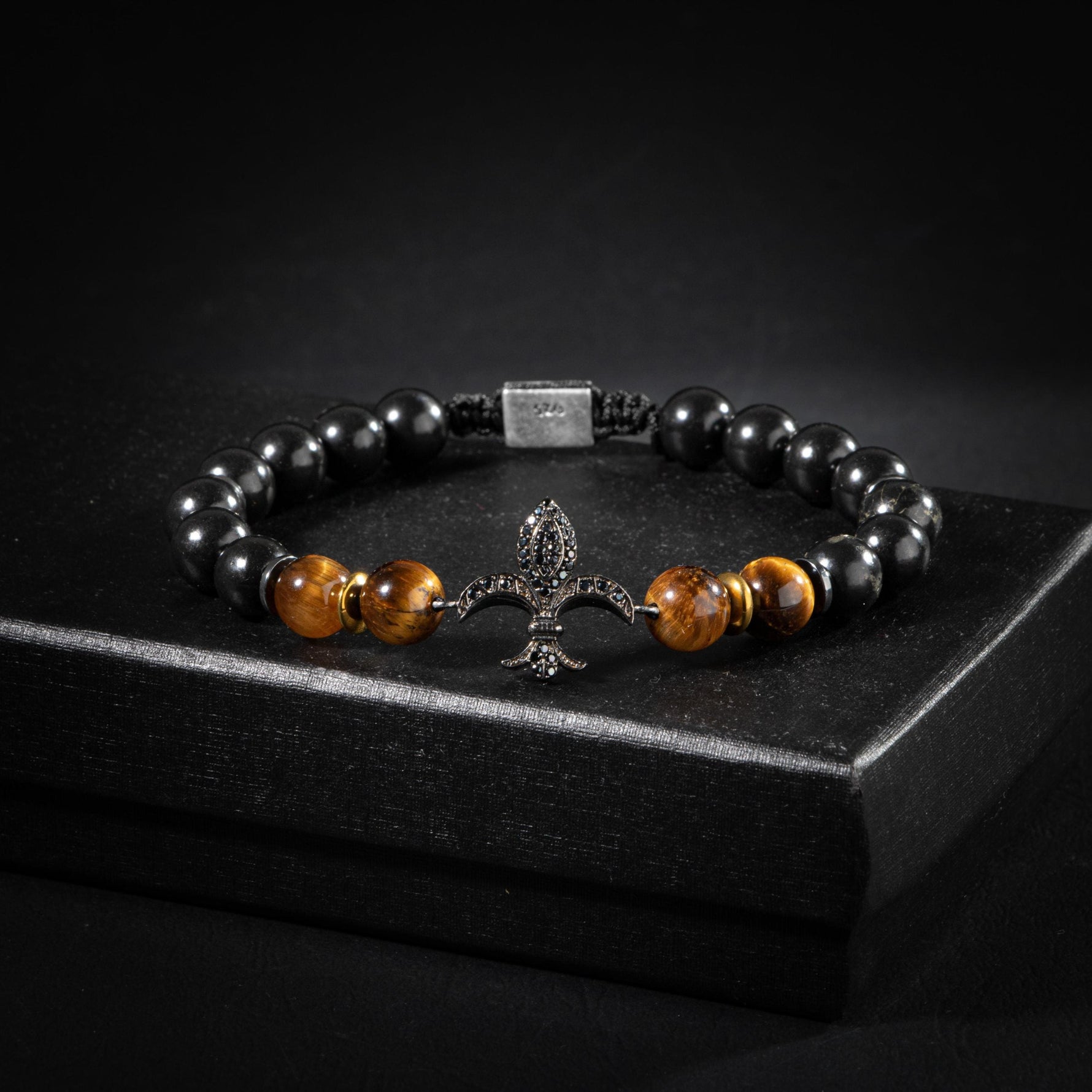 Kaplan Gözü-Turmalin Doğal Taş Zirkon Gümüş Erkek Bileklik