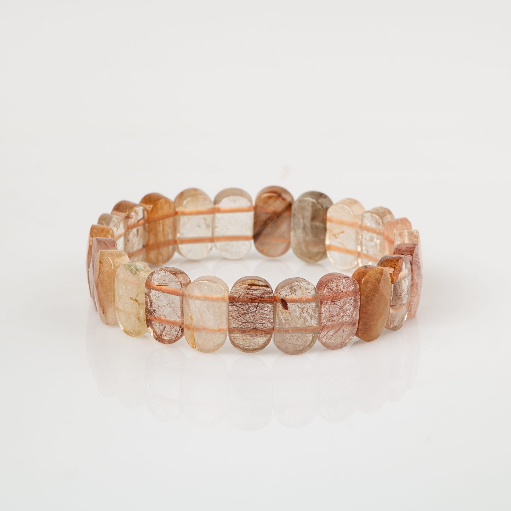 Altın Rutilli Kuvars Doğal Taş Geniş Kesim Bileklik