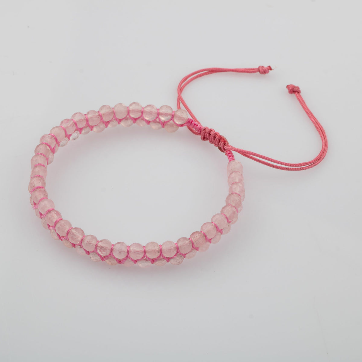 Pembe Kuvars (Gül Kuvars) 3-4mm Çift Sıra Doğal Taş Bileklik