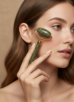 Yeşim Taşı Masaj Takımı - Roller ve Gua Sha Kapli Set - model çekimi 2