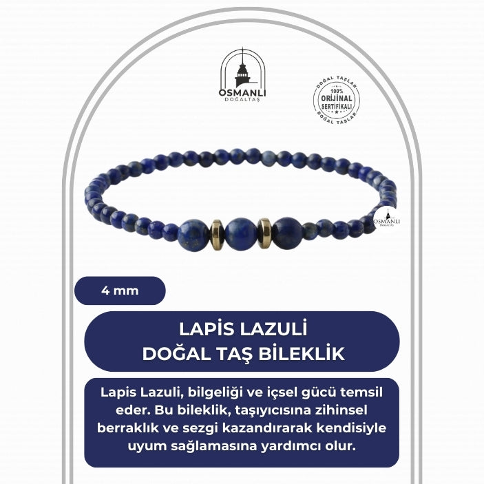 Lapis Lazuli 4mm Doğal Taş Bileklik