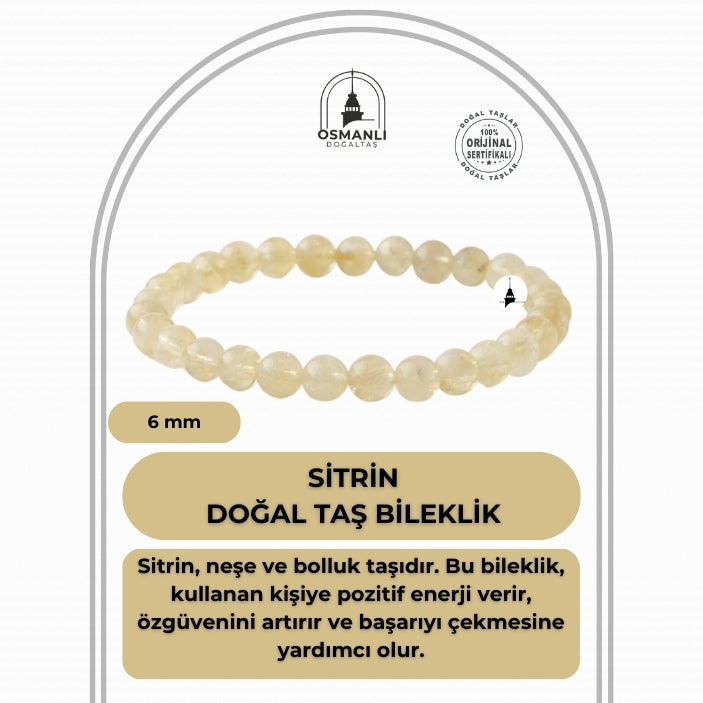 Sitrin 6mm Doğal Taş Bileklik