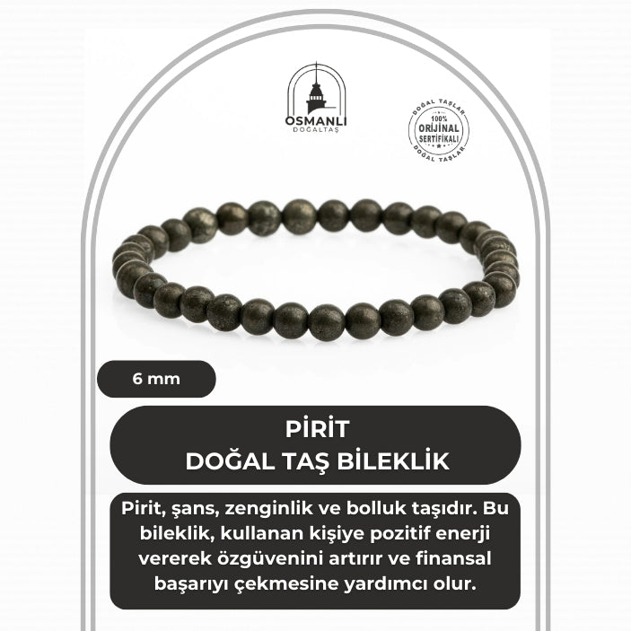 Pirit 6mm Doğal Taş Bileklik