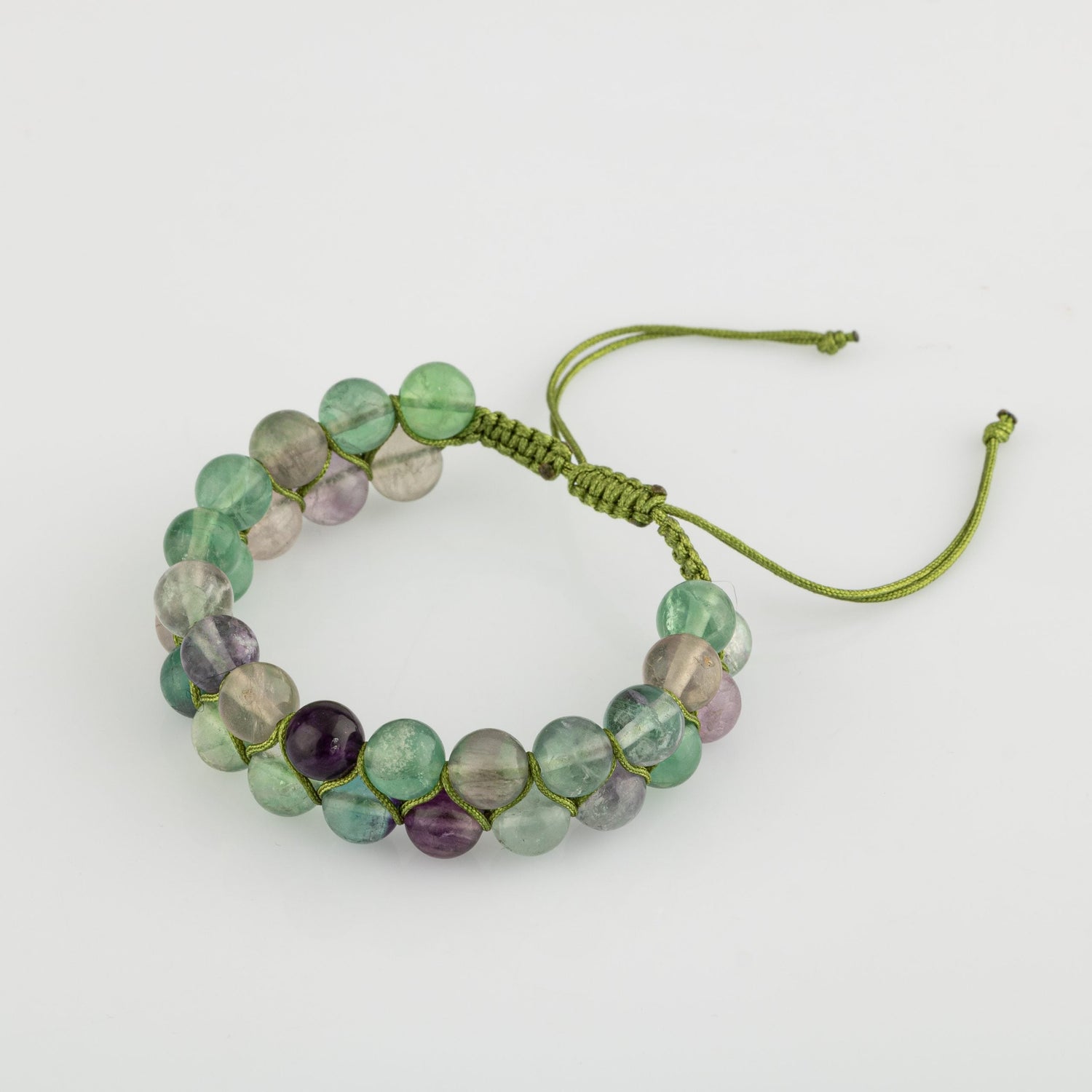 Yeşil Florit 8mm Çift Sıra Makrome Doğal Taş Bileklik