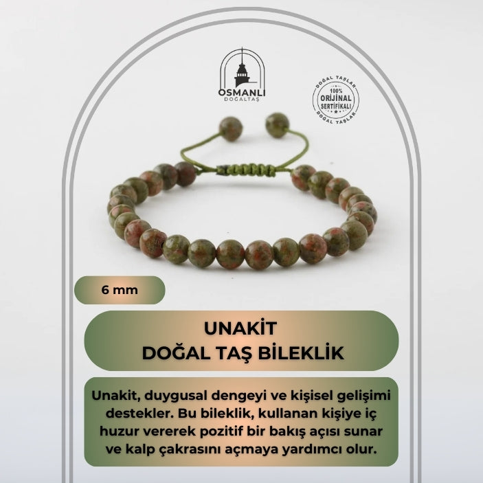 Unakit 6mm Merdiven Kapama Doğal Taş Bileklik
